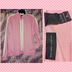 Sporty Spice Vibes – New York & Company Pink Zip-Up Track Jacket (XL)